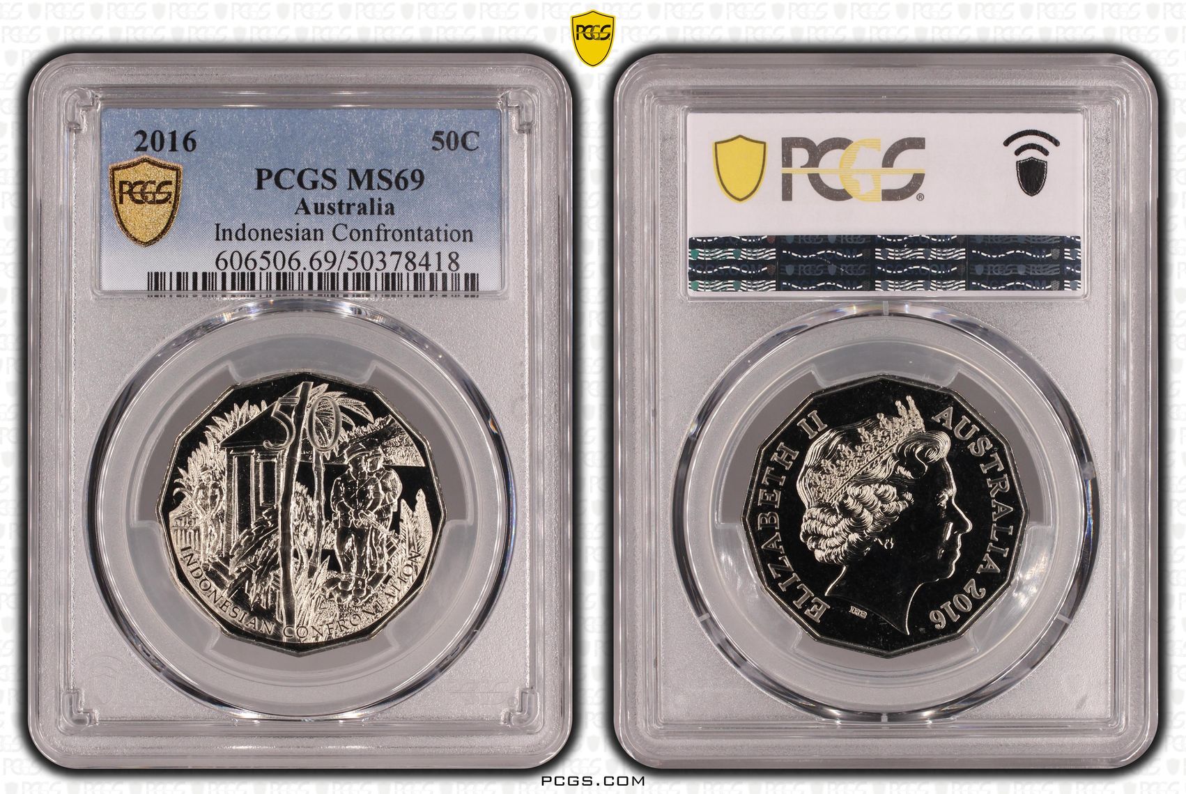 Indonesian Confrontation , Fifty Cent, 2016, PCGS MS69