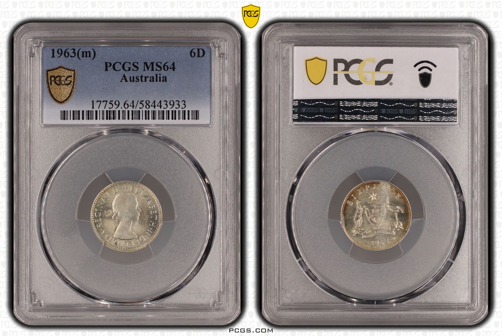 Sixpence, 1963(m), PCGS MS64
