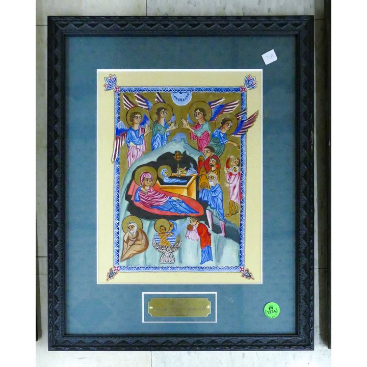 Armenian ''Nativity'' Icon Painting Framed 15.5''x12.5''