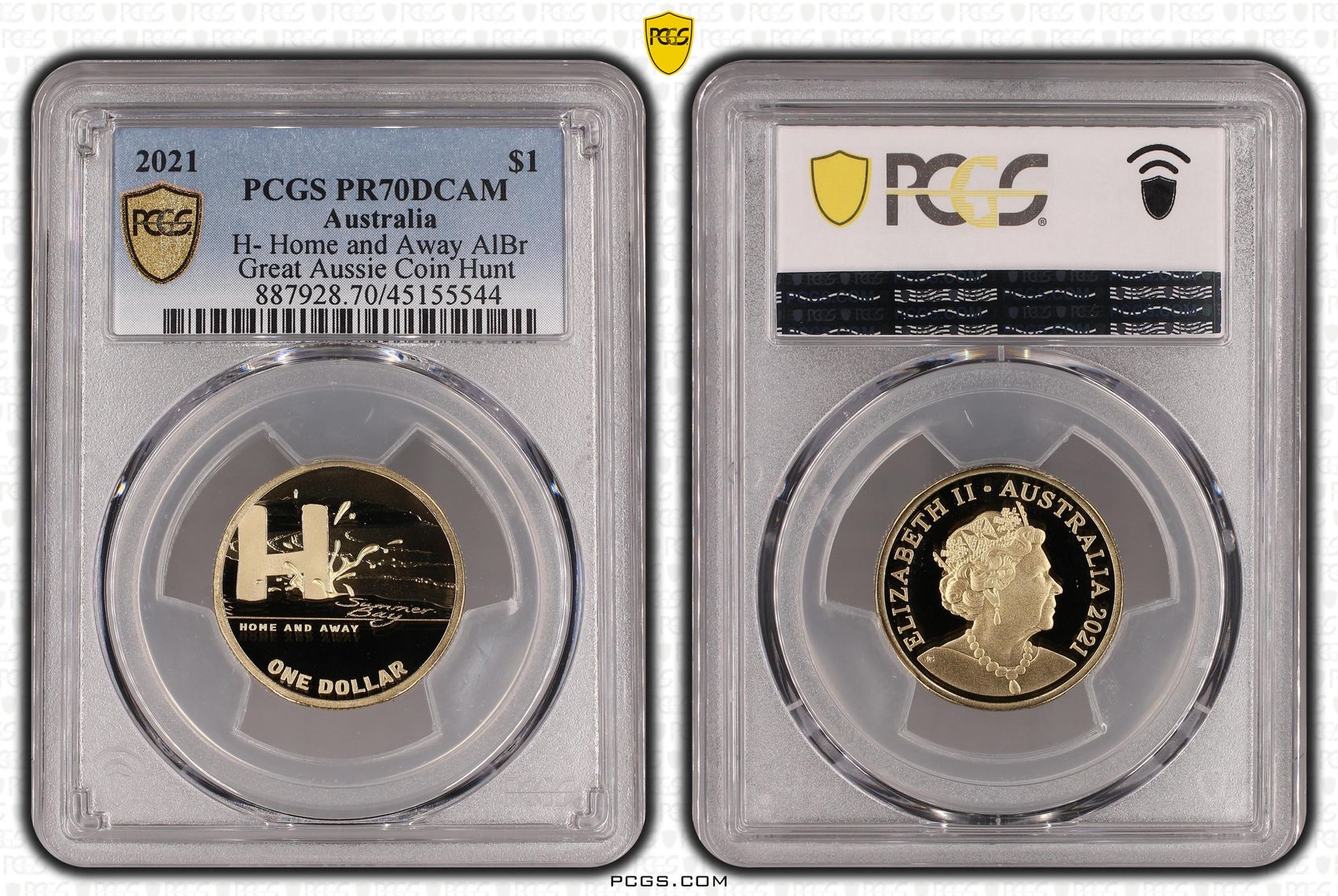 Elizabeth II, H- Home and Away AlBr, One Dollar, 2021, PCGS PR 70DCAM