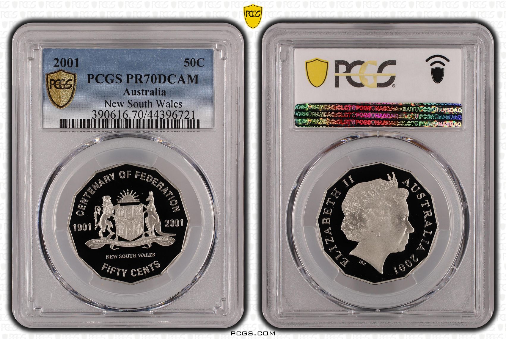 2001 Australian Fifty Cent, 50c Proof New South Wales PCGS - PR70DCAM POP 55/0 -721