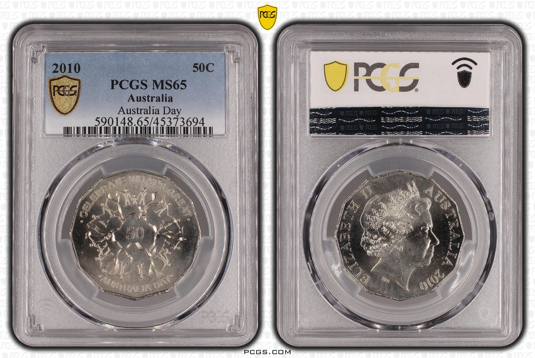 Elizabeth II, Australia Day, Fifty Cent, 2010, PCGS MS65