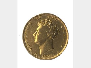 1829 King George IV Bare Head Gold Sovereign.