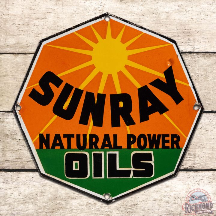 Superb Sunray Natural Power Oils 9" Single Sided Porcelain Sign