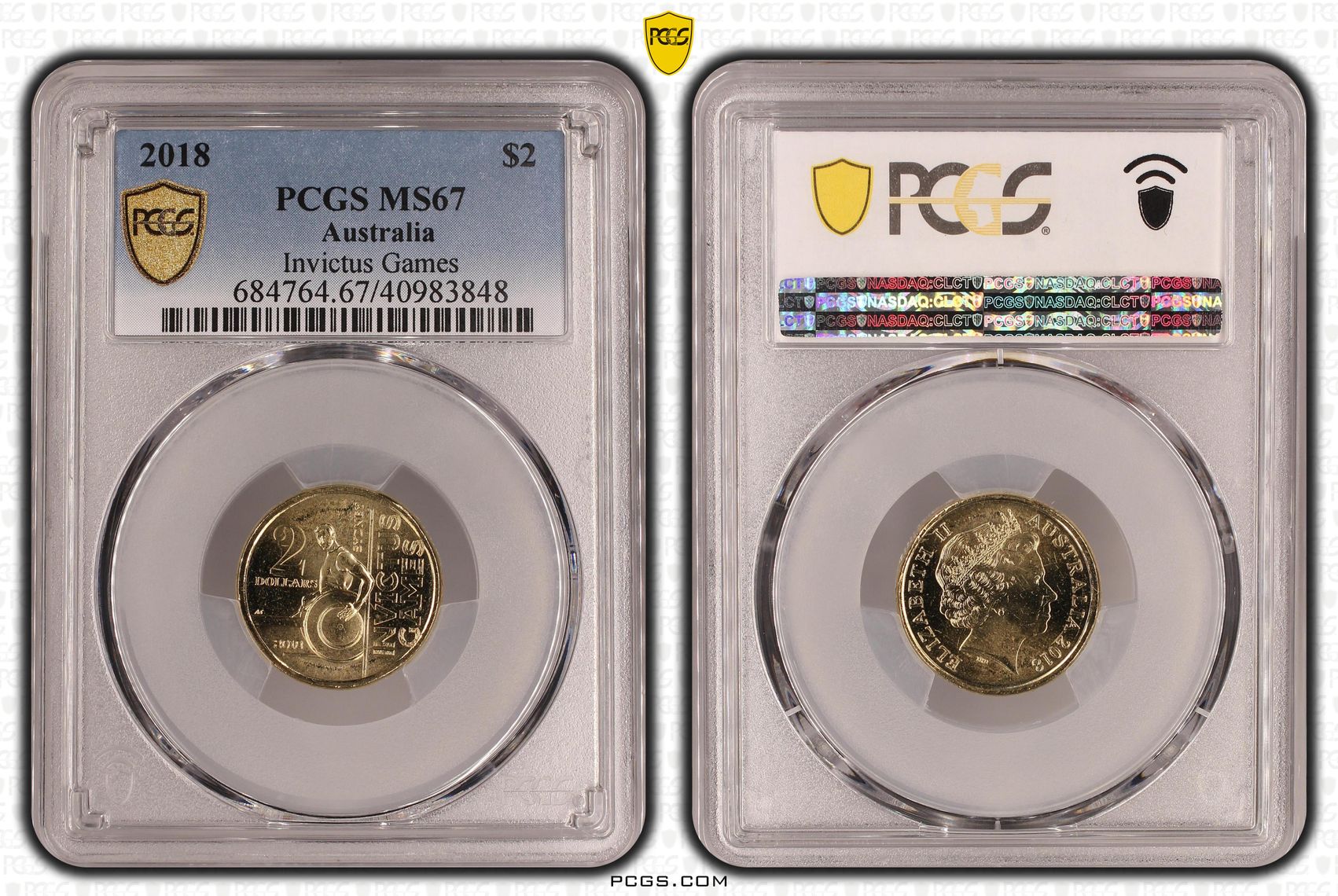 Invictus Games, Two Dollar, 2018, PCGS MS67