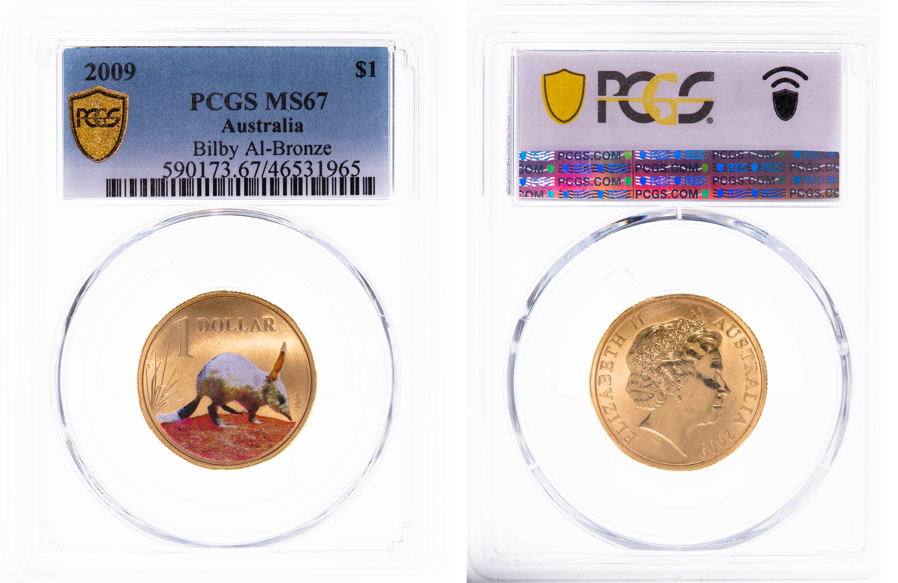 Elizabeth II, Bilby Al-Bronze, One Dollar, 2009, PCGS MS 67
