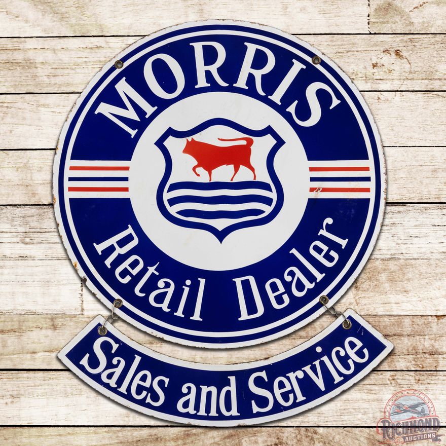 Morris Retail Dealer Sales and Service Double Sided Porcelain 2-Piece Sign