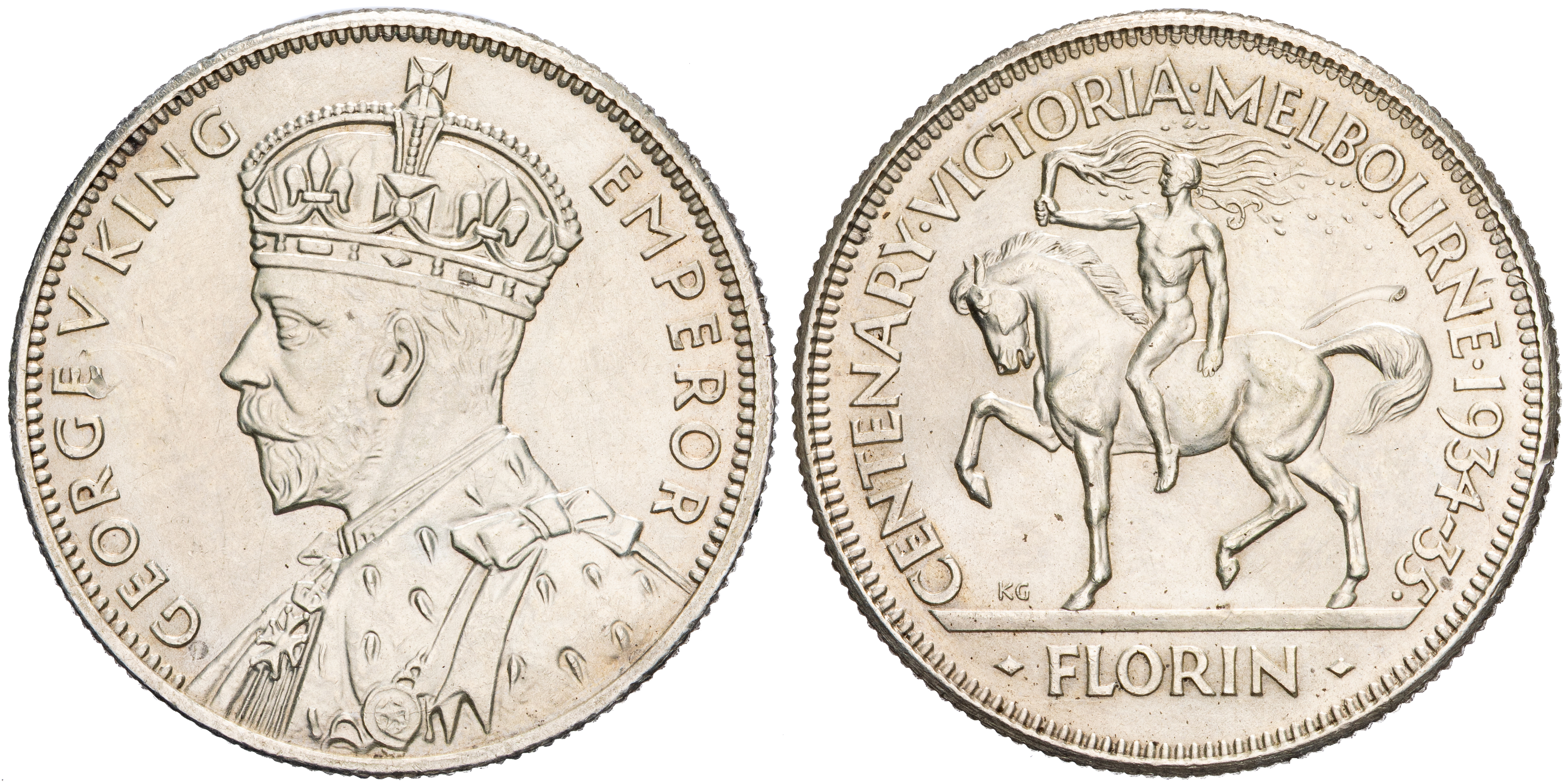 George V, Melbourne Centenary, Florin, 1934-35, UNC