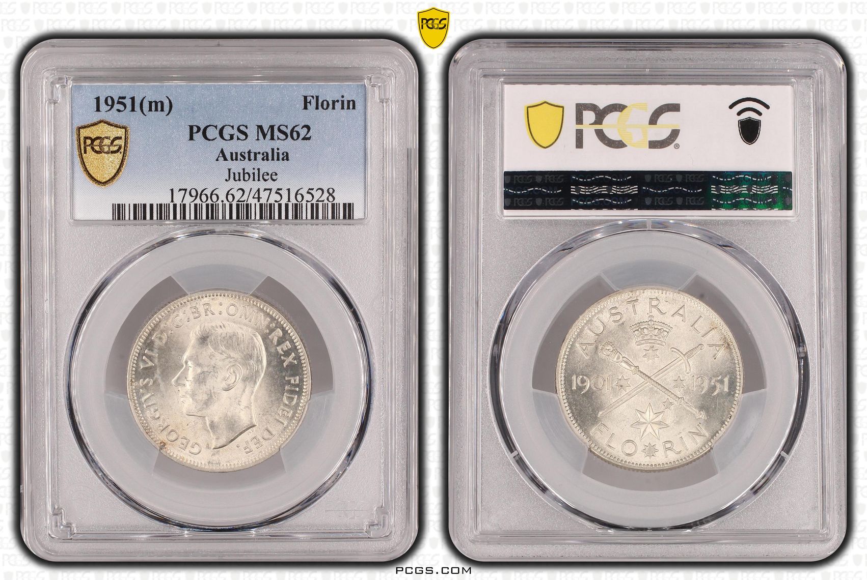 Jubilee, Florin, 1951(m), PCGS MS 62