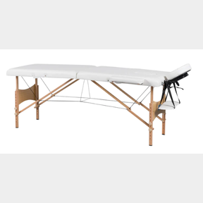 HAZLO PREMIUM PORTABLE MASSAGE TABLE BED 2 SECTION (WOODEN) - WHITE