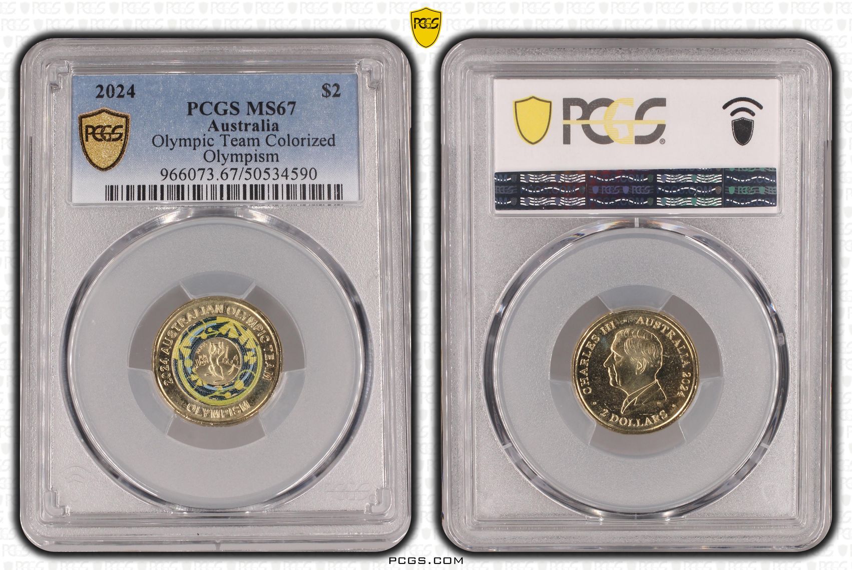 Olympic Team Colorized Olympism, Two Dollar, 2024, PCGS MS67