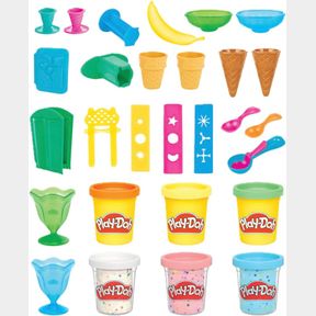 PLAY-DOH KITCHEN CREATIONS ICE CREAM PARTY PLAY FOOD SET WITH 6 NON-TOXIC PLAY-DOH COLORS, 2-OUNCE CANS