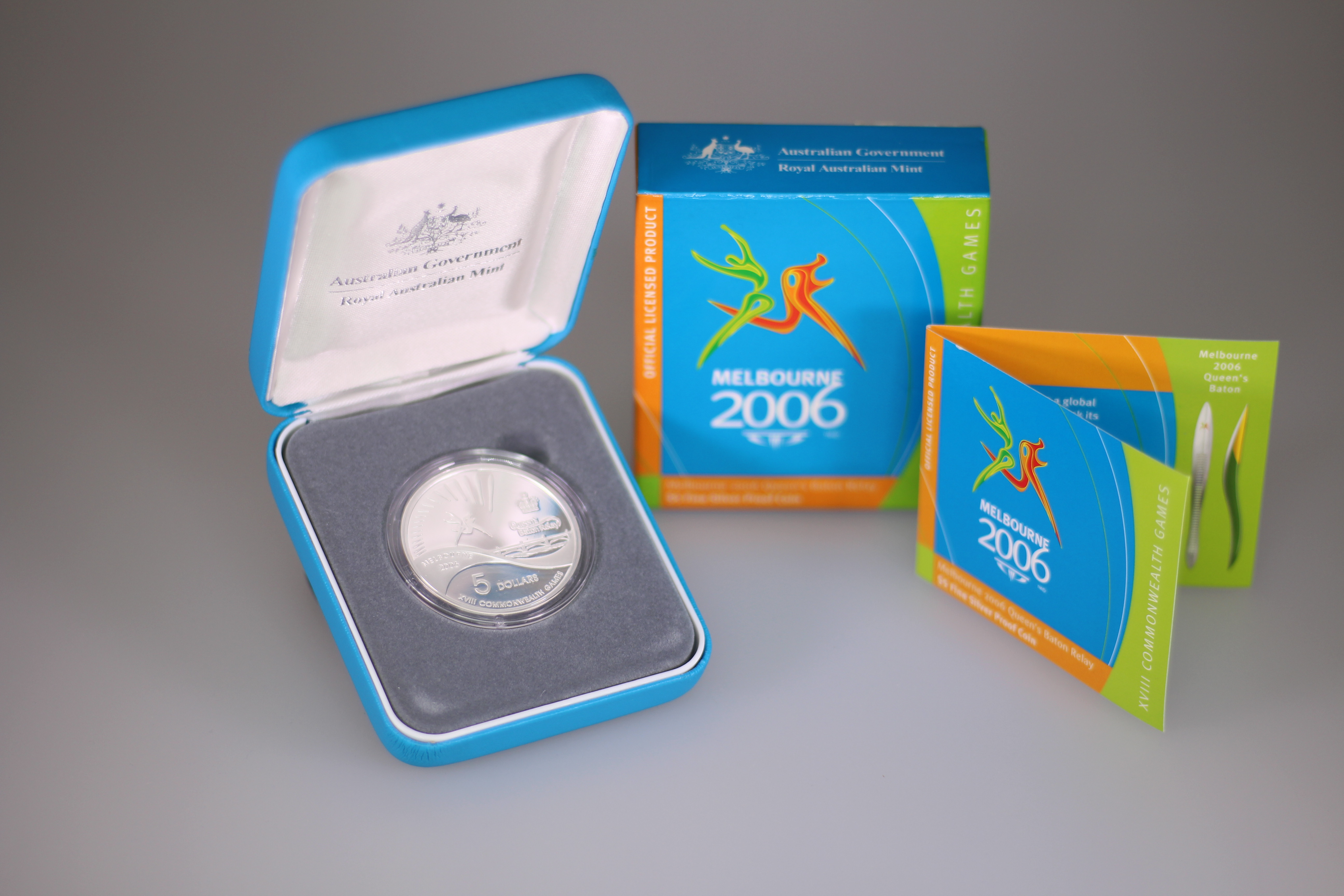 2006 RAM $5 Silver Proof Coin - Melbourne ComGames - Baton Relay
