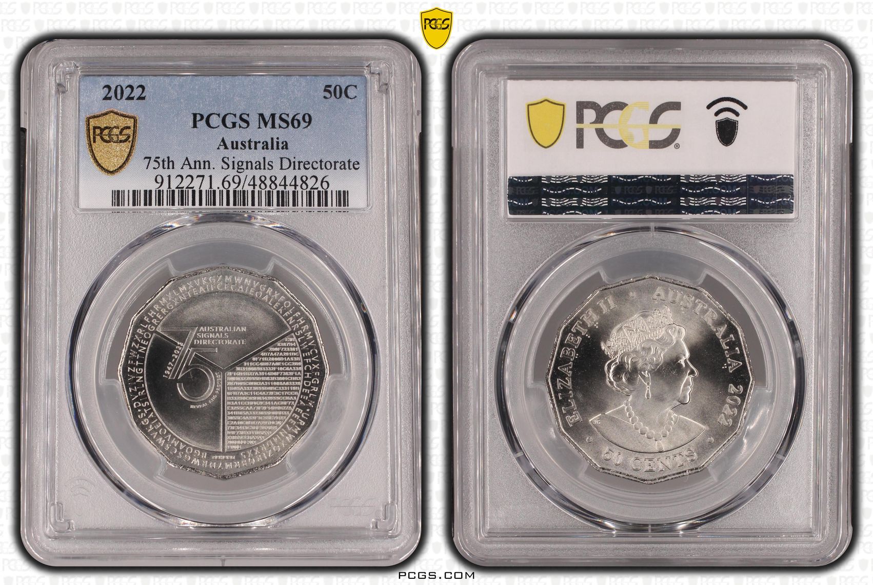 75th Ann. Signals Directorate , Fifty Cent, 2022, PCGS MS69