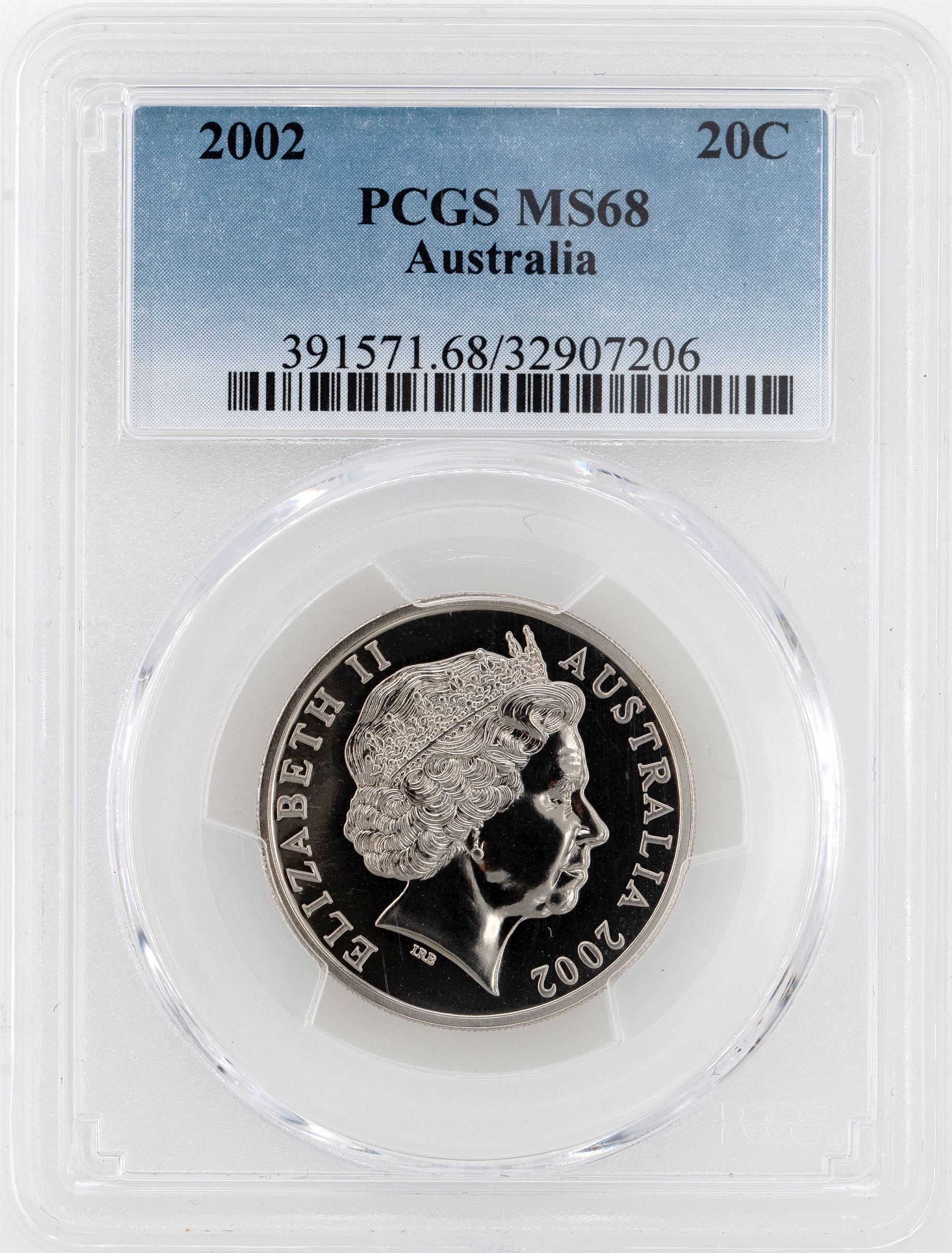 2002 Australia Twenty Cent, 20c PCGS - MS68 -206