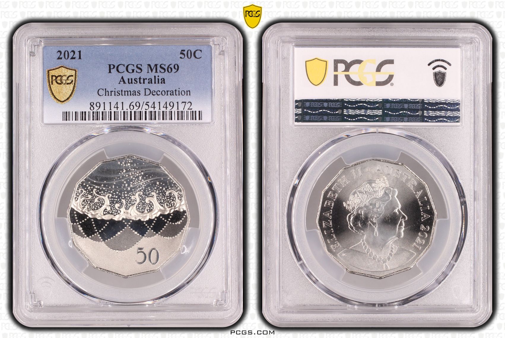 166 · Christmas Decoration, Fifty Cent, 2021, PCGS MS69
