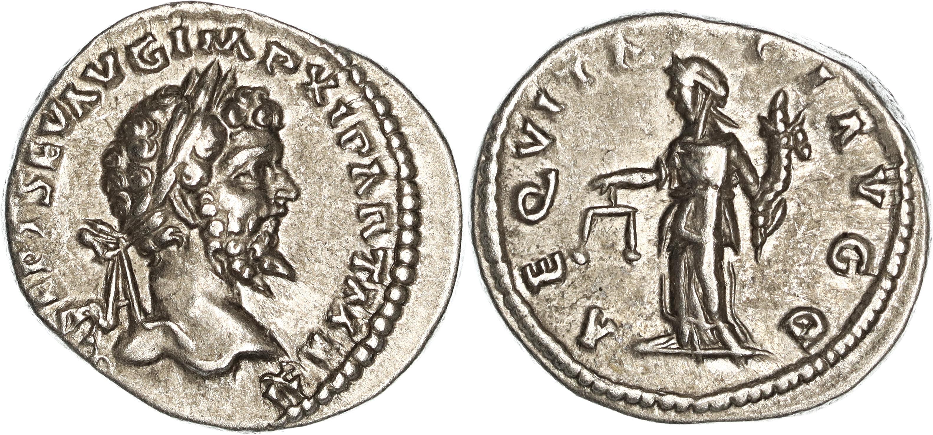 Roman Empire, Septimius Severus, Silver Denarius, 201 AD, gVF