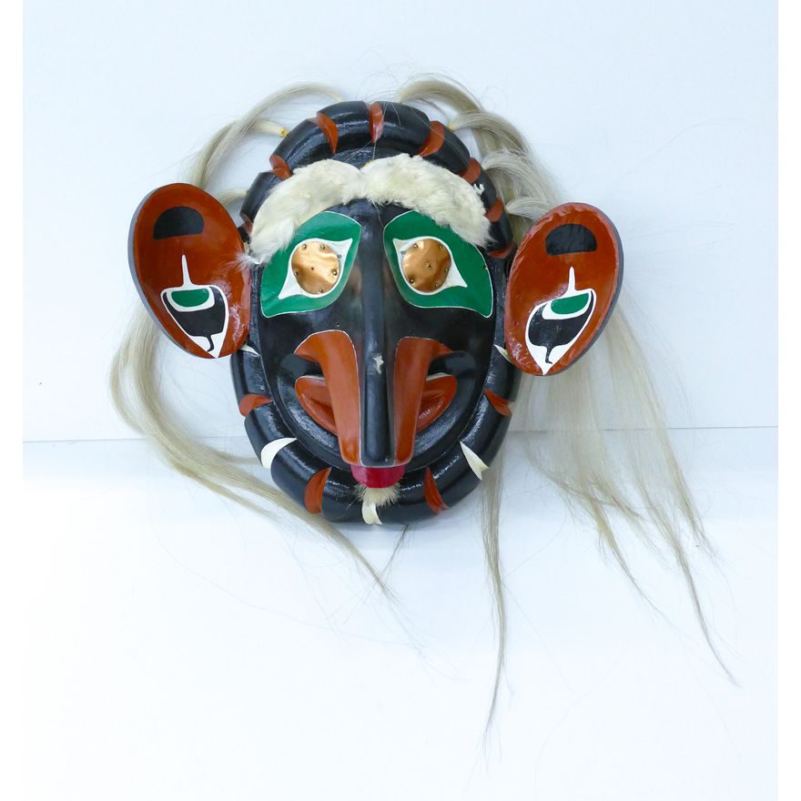 Bill Wilson (Kwakiutl) ''Laughing Mask'' 1995 Carved Cedar 12''x14''
