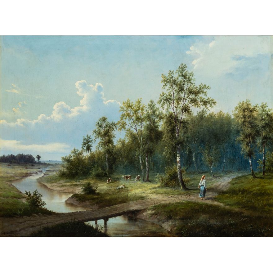 Józef Guranowski | Pejzaż z rzeczką, 1889 r.