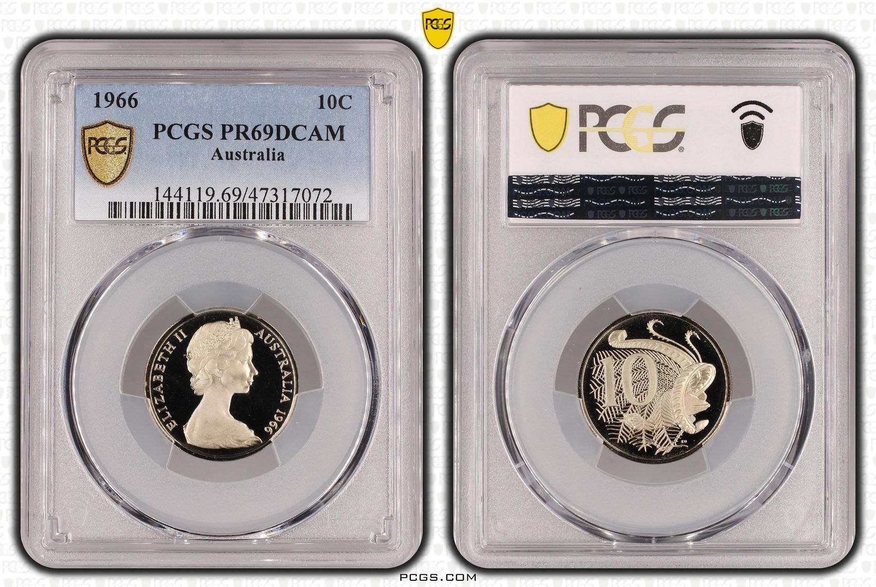 Elizabeth II, Ten Cent, 1966, PCGS PR69DCAM
