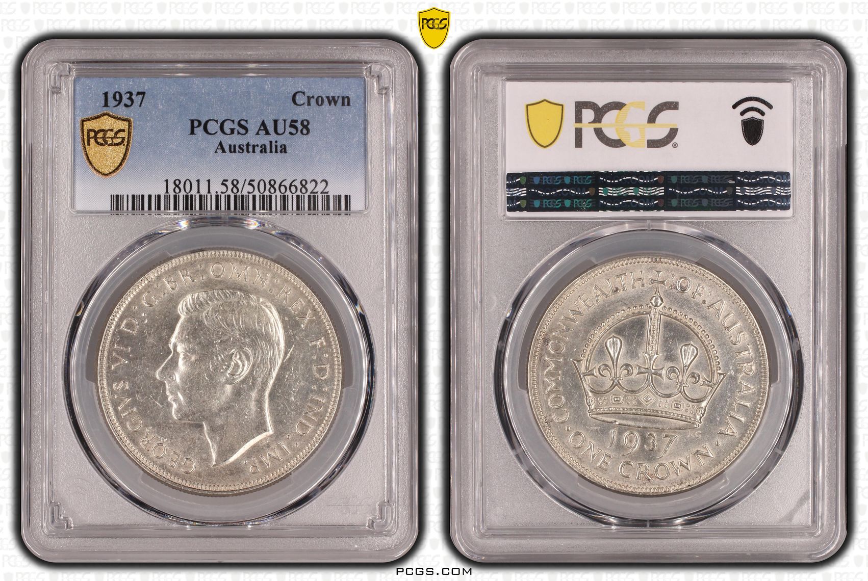 George VI, Crown, 1937, PCGS AU58
