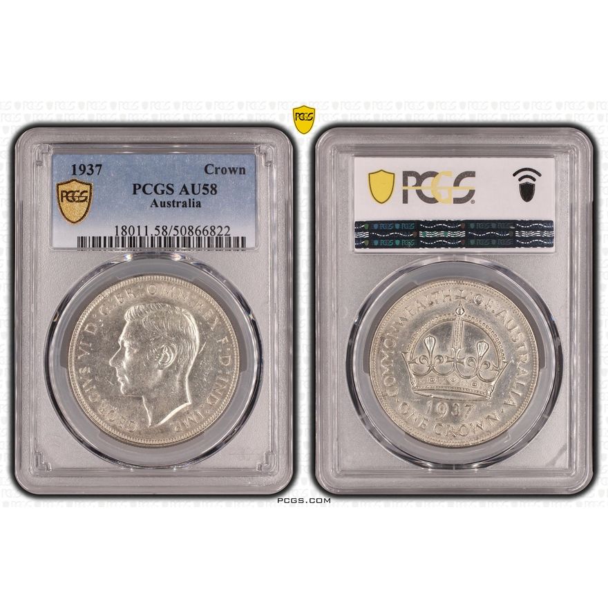 George VI, Crown, 1937, PCGS AU58