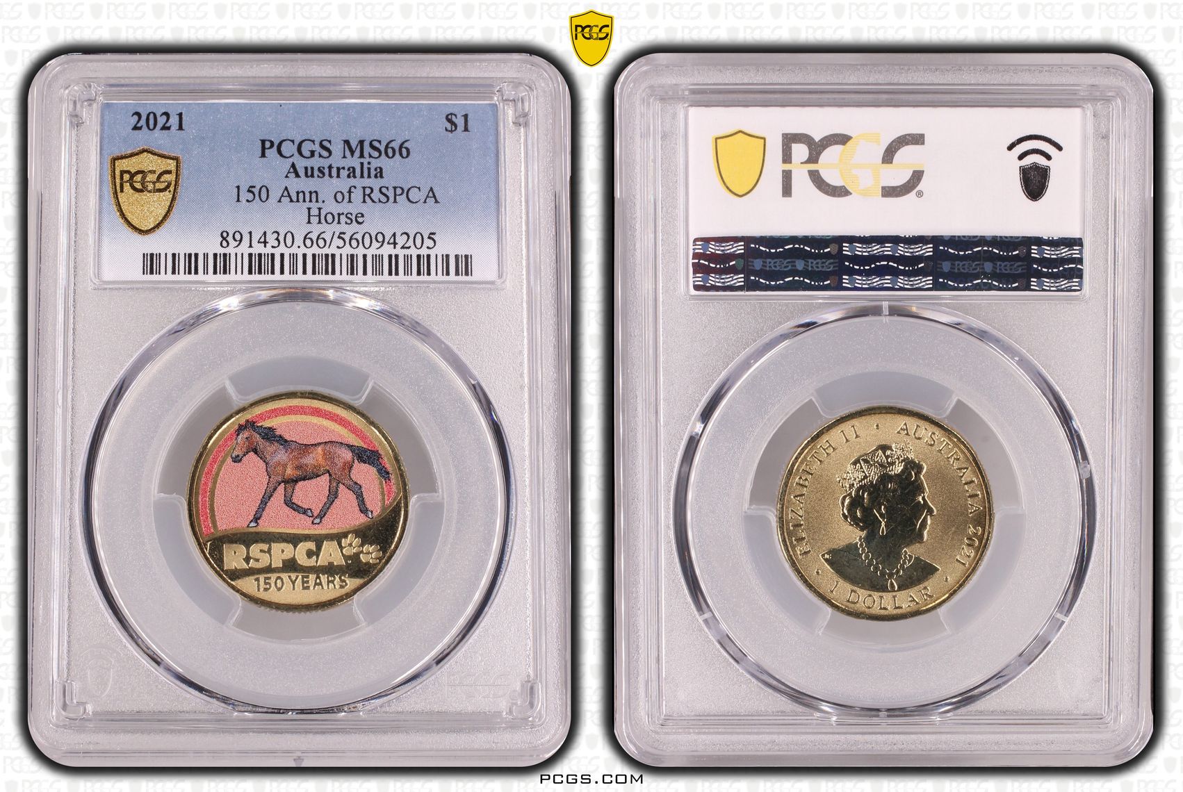 150 Ann. of RSPCA Horse, One Dollar, 2021, PCGS MS66
