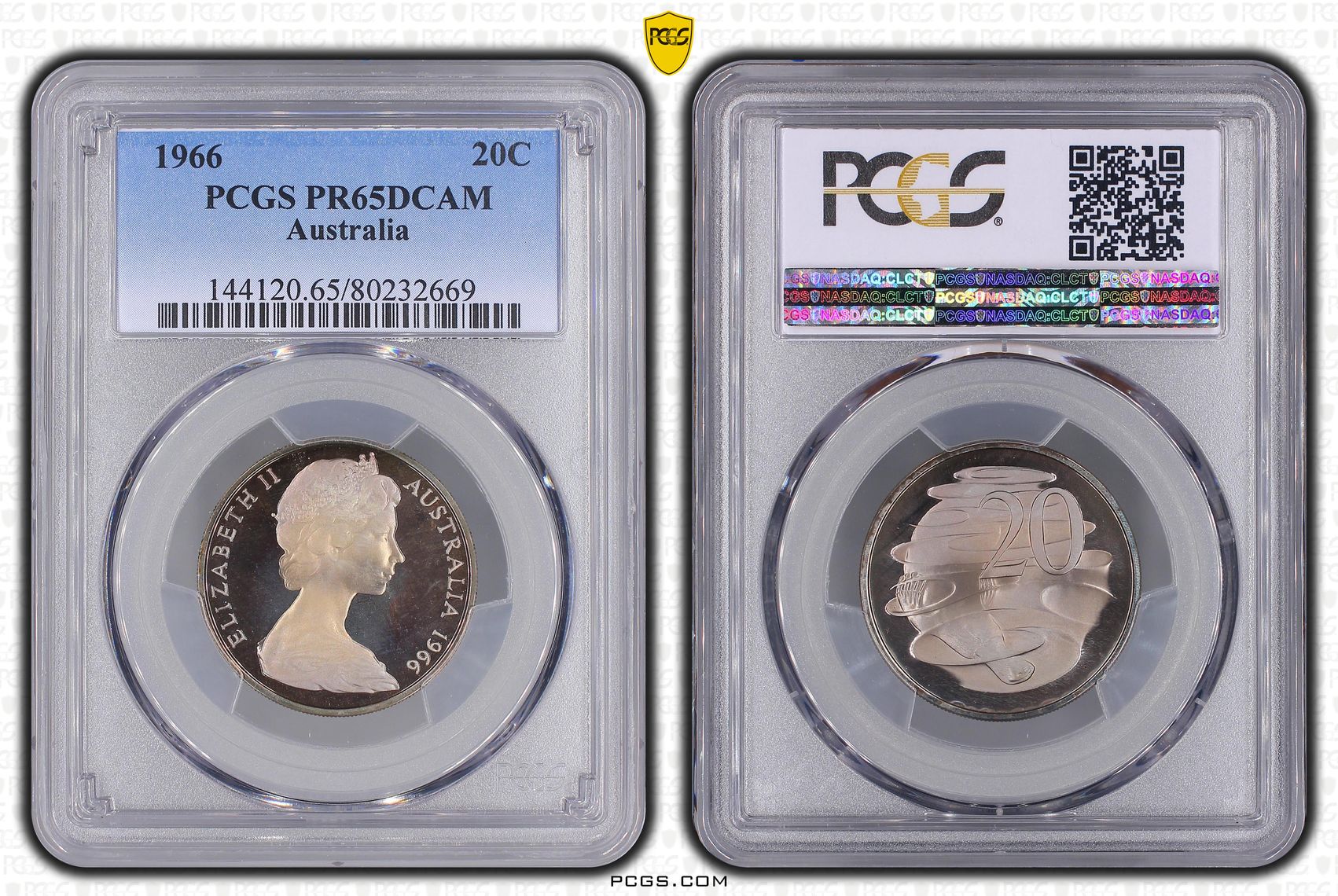 Elizabeth II, Twenty Cent, 1966, PCGS PR65DCAM