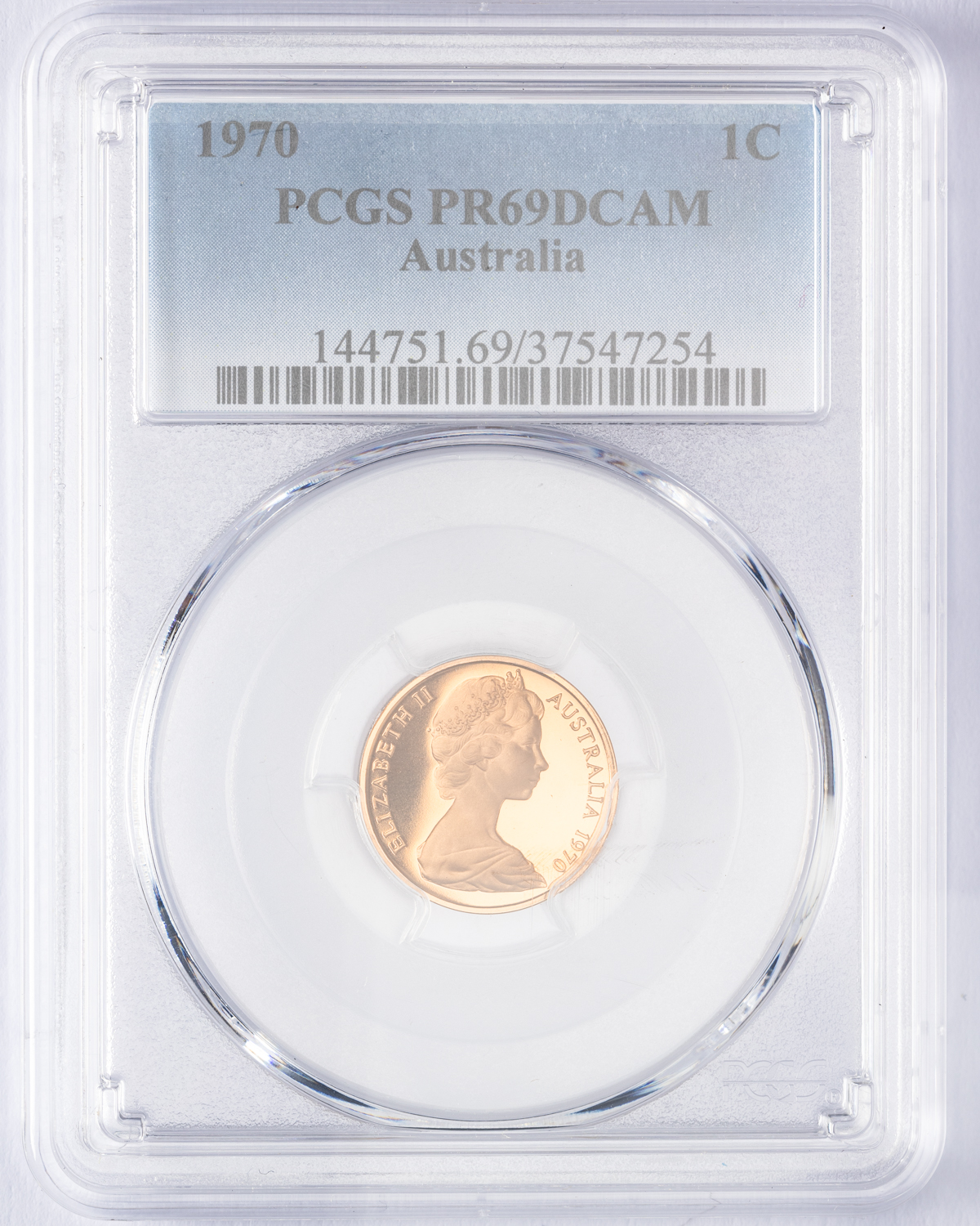 Elizabeth II, One Cent, 1970, PCGS PR69DCAM