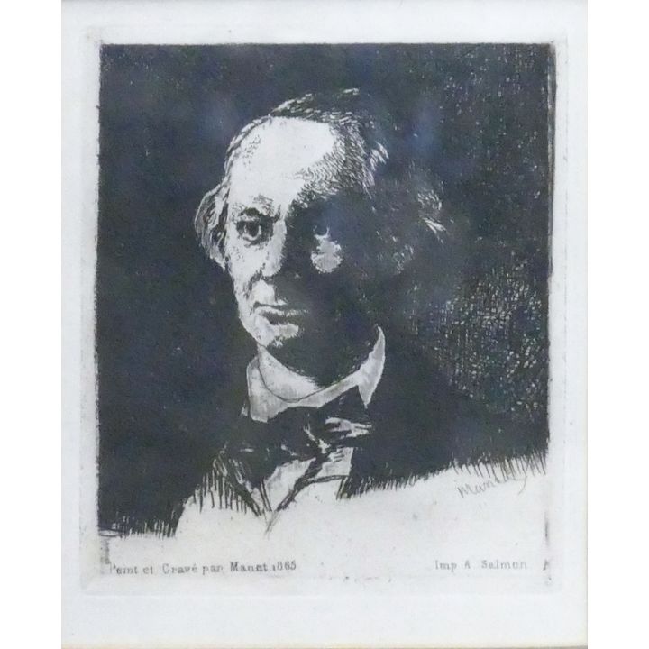 Edward Manet ''Charles Baudelaire Portrait'' Etching Framed 11.5''x9.5''