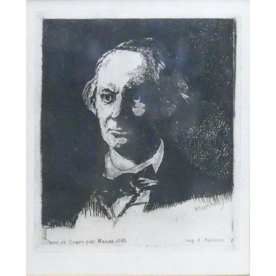 Edward Manet ''Charles Baudelaire Portrait'' Etching Framed 11.5''x9.5''
