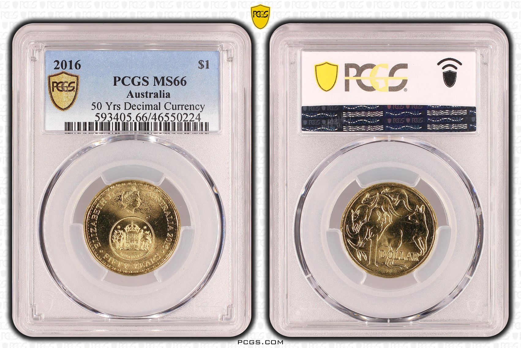 Elizabeth II, 50 Yrs Decimal Currency, One Dollar, 2016, PCGS MS66