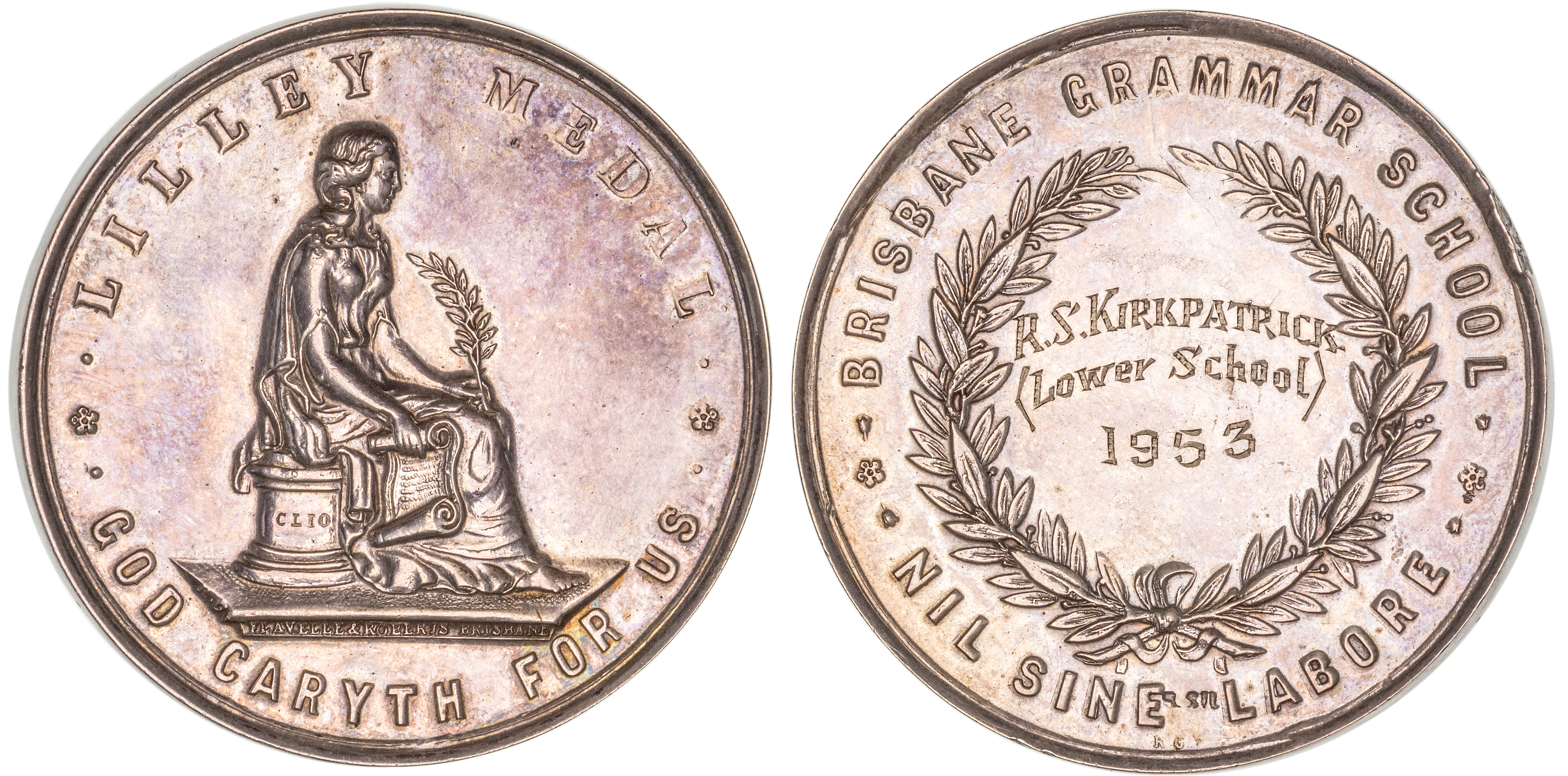 Brisbane Grammar School, Silver Prize Award, 1953, EF