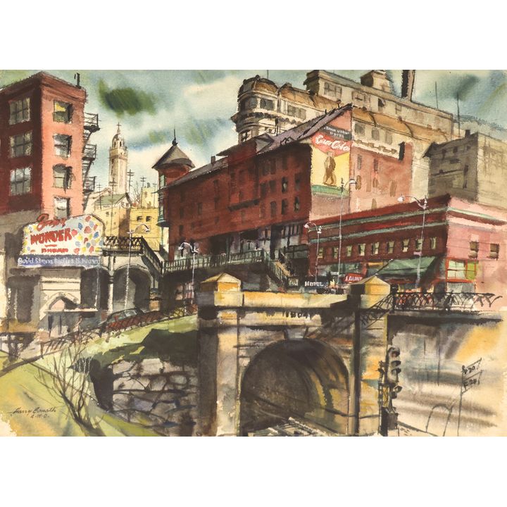 Harry Bonath ''King Street Railroad Tunnel'' Watercolor