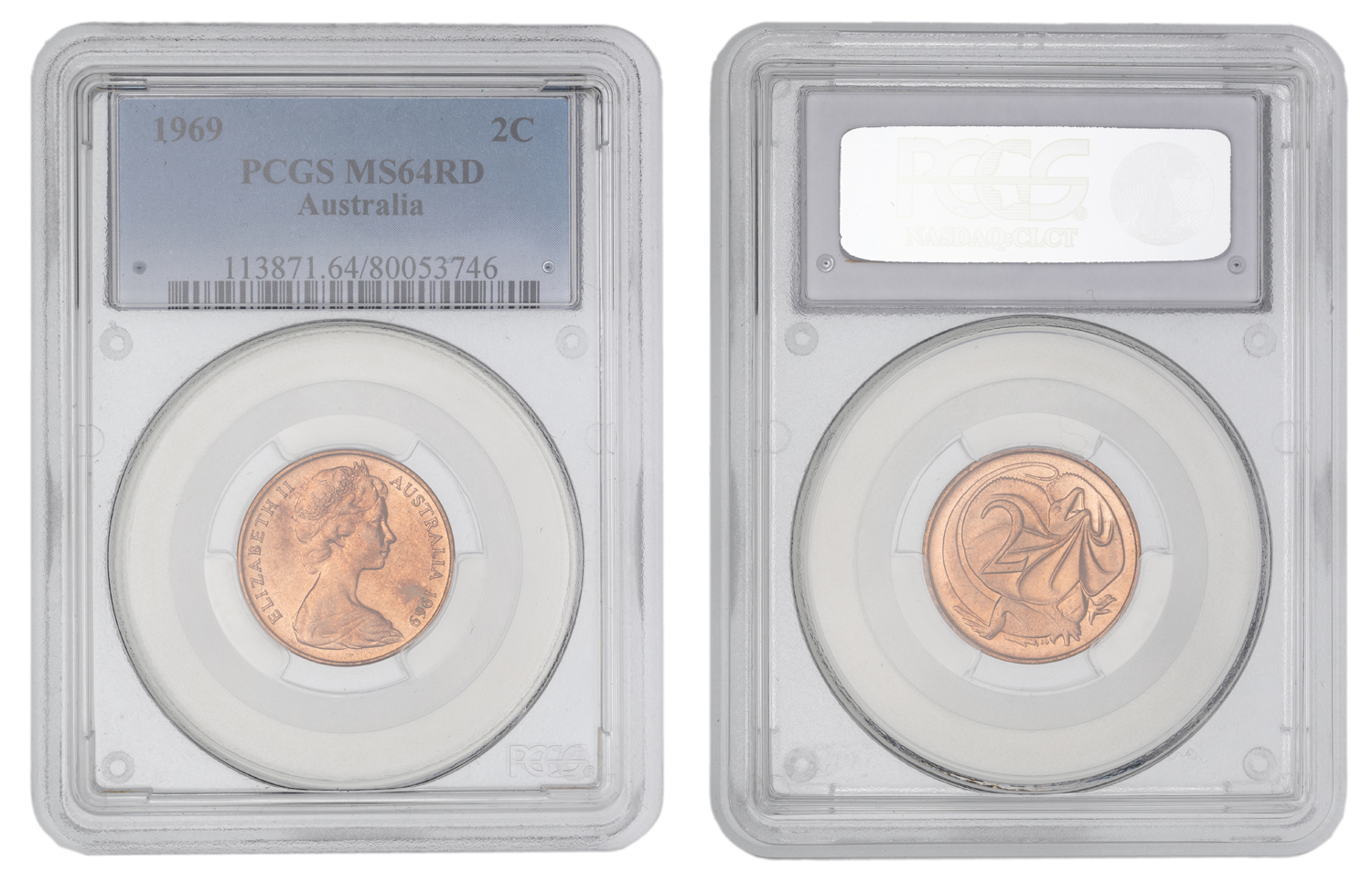 Elizabeth II, Two Cent, 1969, PCGS MS64RD