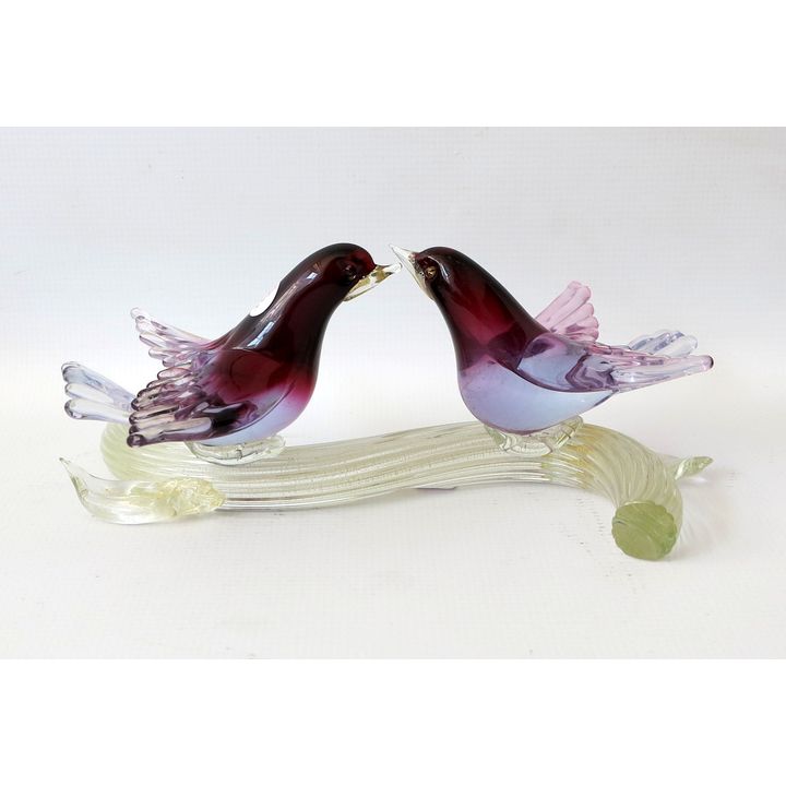 MURANO GLASS BIRDS ON BRANCH