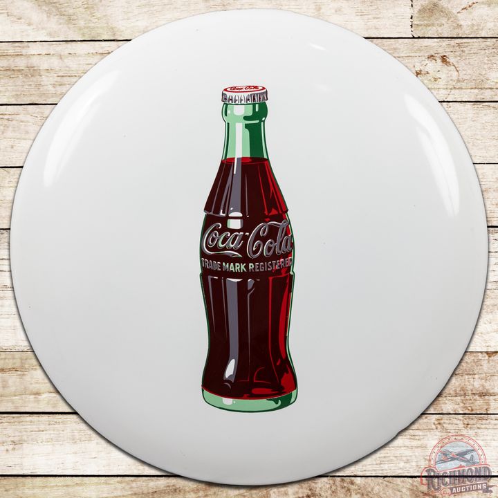 36" White Coca Cola SSP Button Sign w/ Bottle - 9