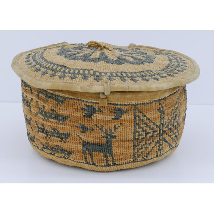 Antique Wasco Pictorial Sally Bag Indian Basket