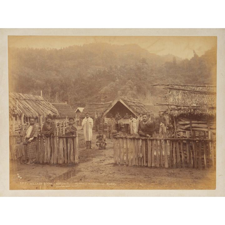 Burton Brothers 'Village Scene, Koroniti (Corinth), Wanganui River'