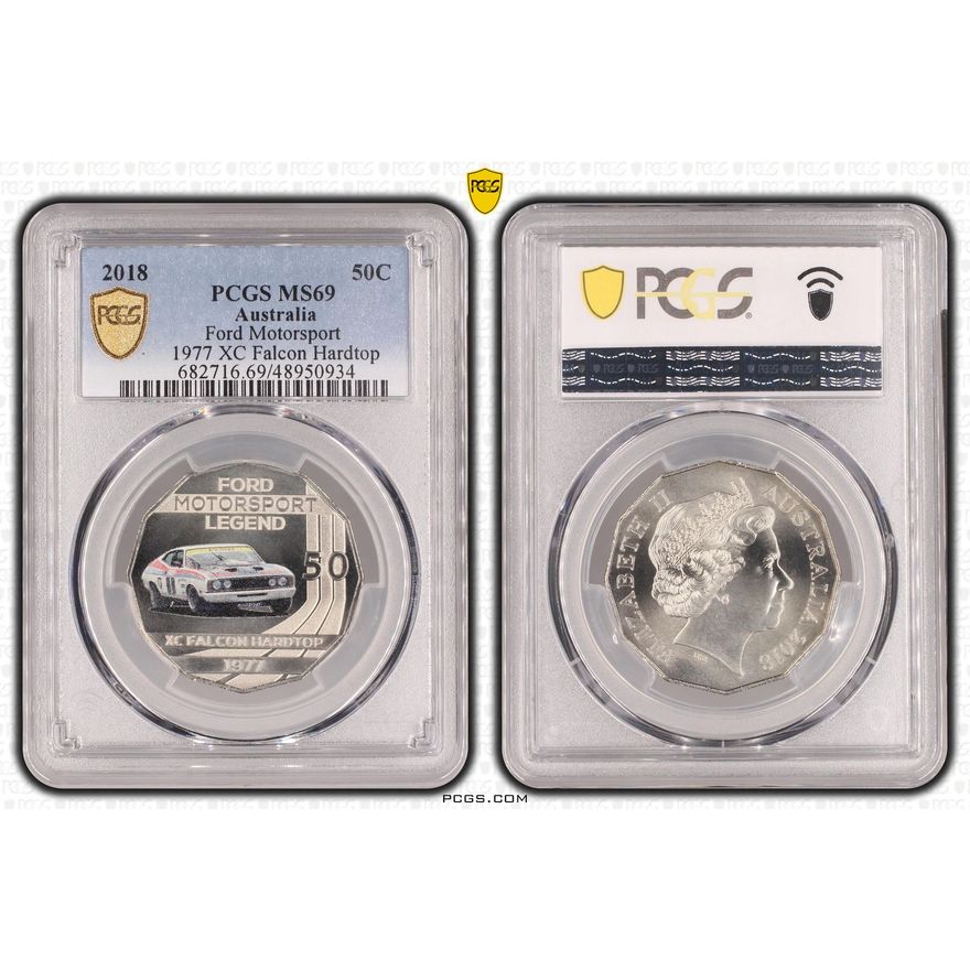 Elizabeth II, Ford Motorsport - 1977 XC Falcon Hardtop , Fifty Cent, 2018, PCGS MS69