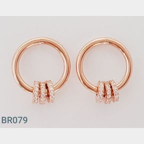 STERLING SILVER'ROSE PLATED� LOOP EARRINGS - 51543/229
