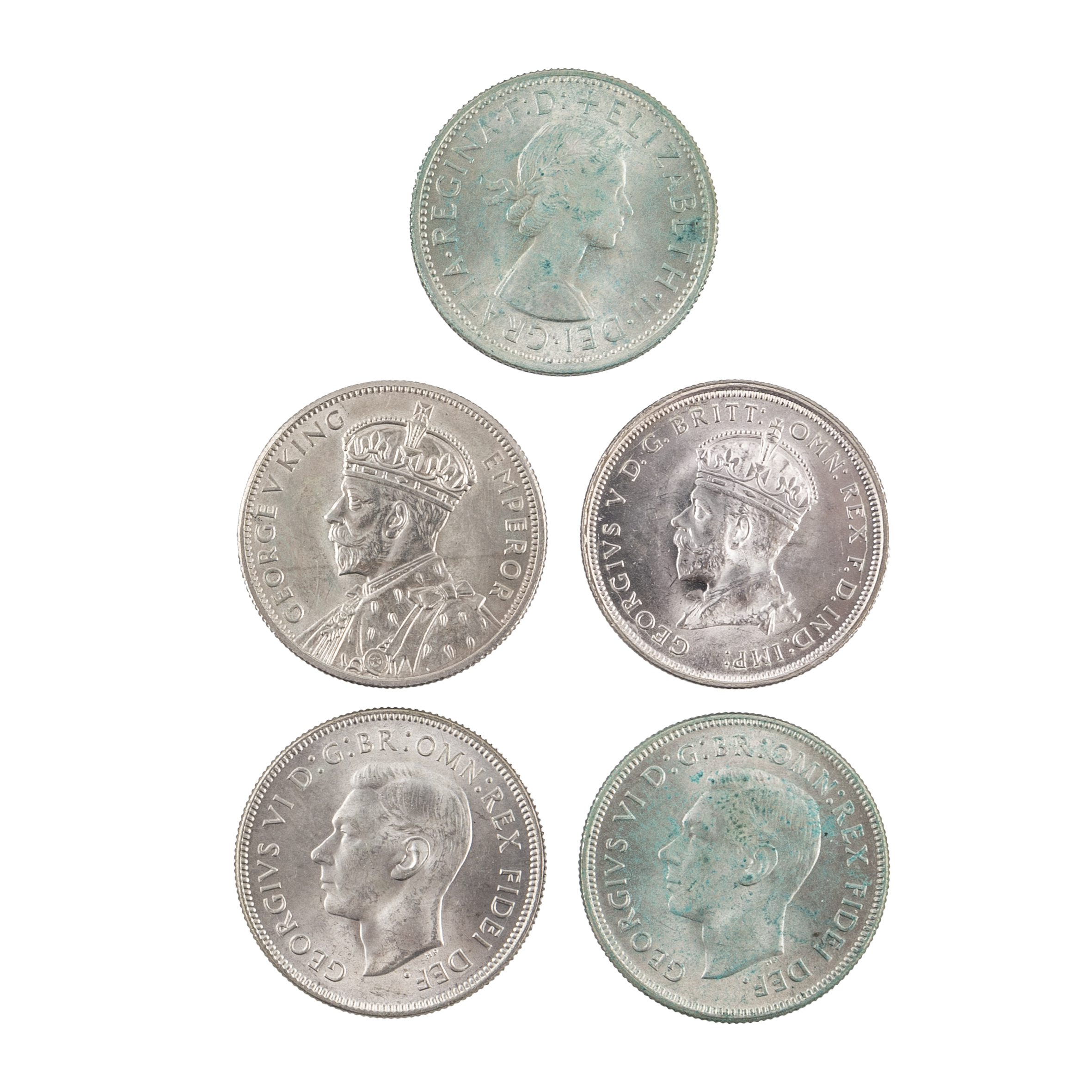 George V - Elizabeth II, Florin, 1927 - 1954, aUNC - UNC