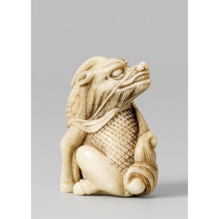 A marine ivory netsuke of a kirin. 19th century