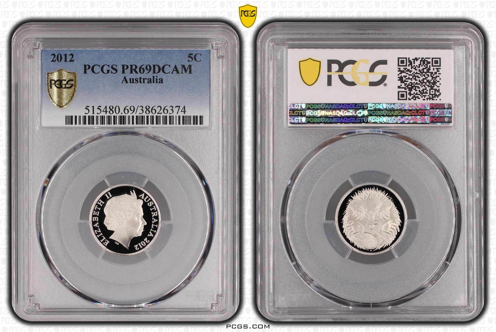 Elizabeth II, Five Cent, 2012, PCGS PR69DCAM