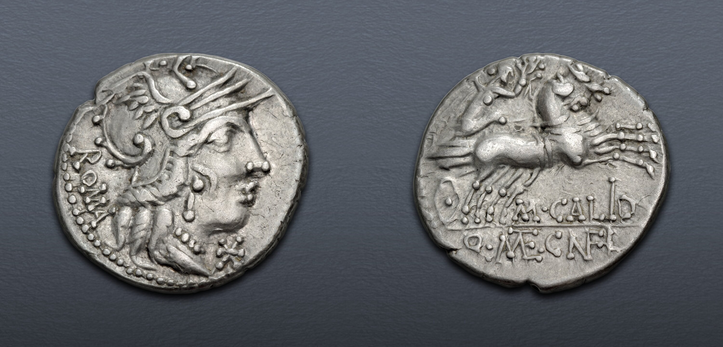M. Calidius, Q. Metellus, and Cn. Fulvius. 117-116 BC. AR Denarius (18 ...