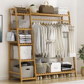 Double Pole Clothing and Shoe Storage Rack Black |