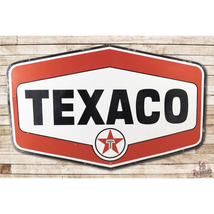 Texaco Double Sided Porcelain Die Cut Identification Sign TAC 8.75