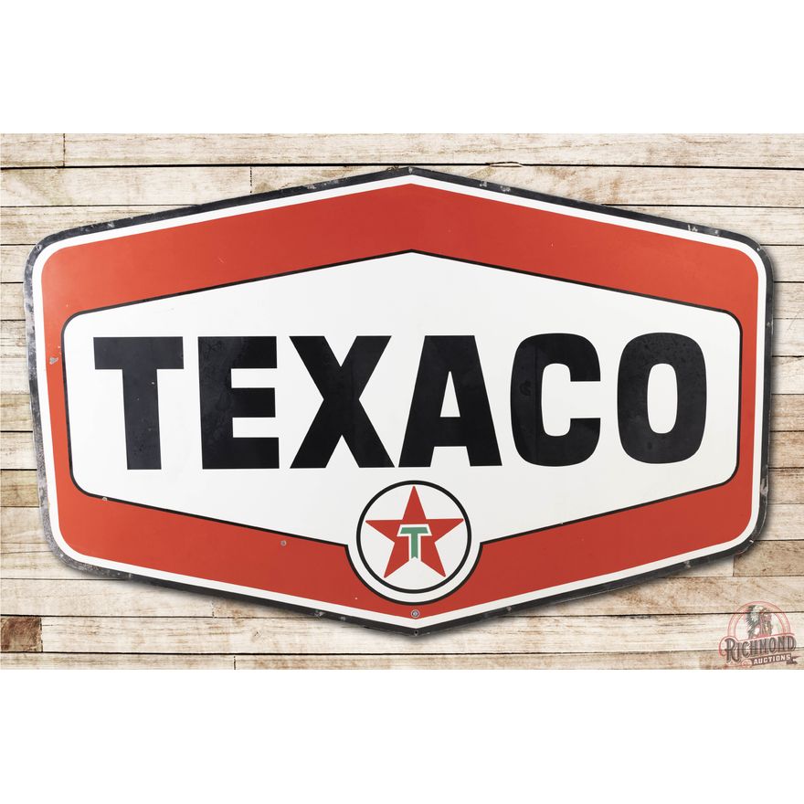 Texaco Double Sided Porcelain Die Cut Identification Sign TAC 8.75