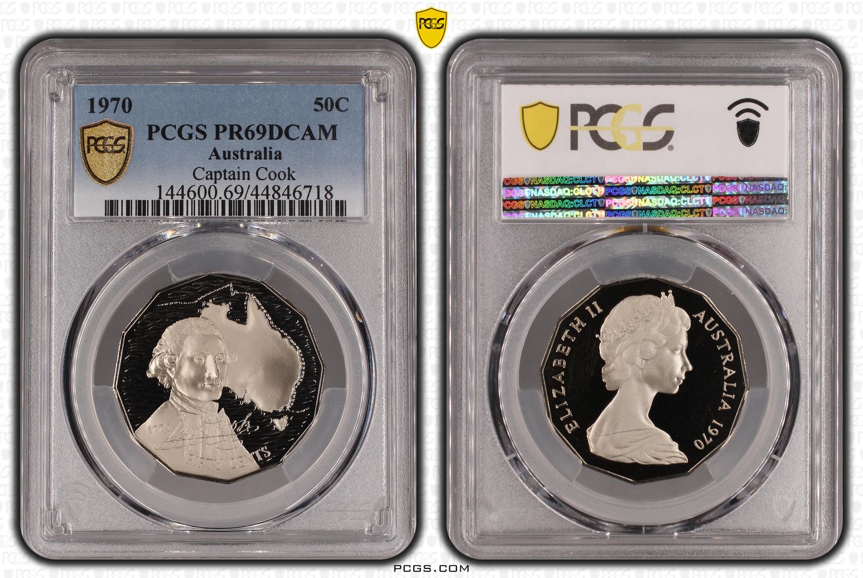 1970 Australia Fifty Cent, 50c Cook PCGS - PR69DCAM -718