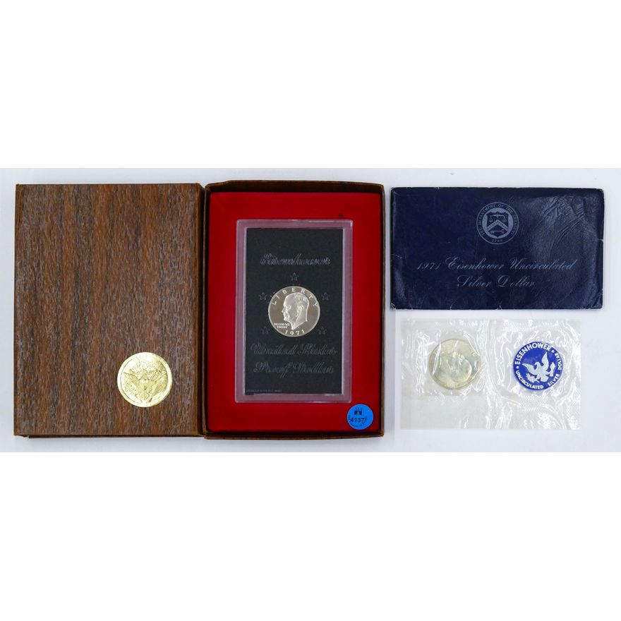 2pc US Eisenhower 1971 Proof & Unc. Dollars